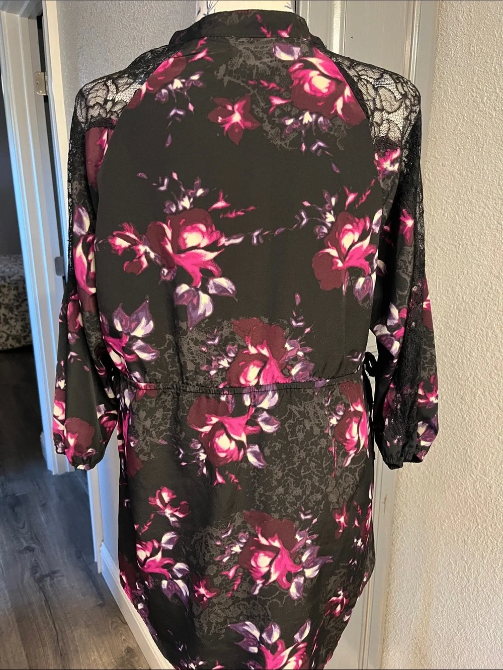 Elle Black Tunic with Pink and Purple Floral Print